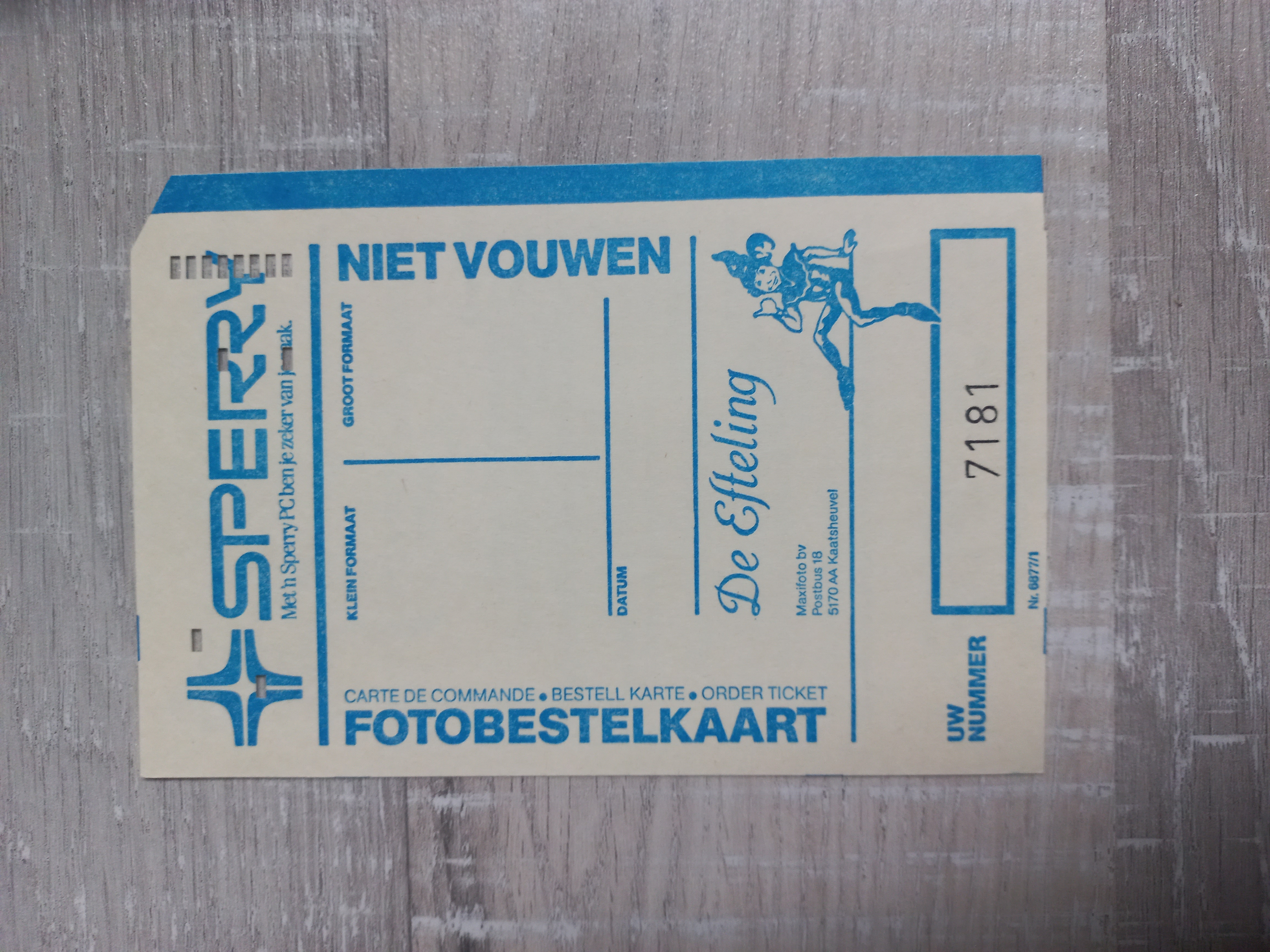 Actiefoto bestelkaart jaren 80